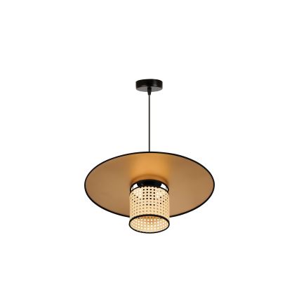 Duolla - Lustr na lanku TOKYO RATTAN 1xE27/15W/230V pr. 50 cm zlatá/ratan