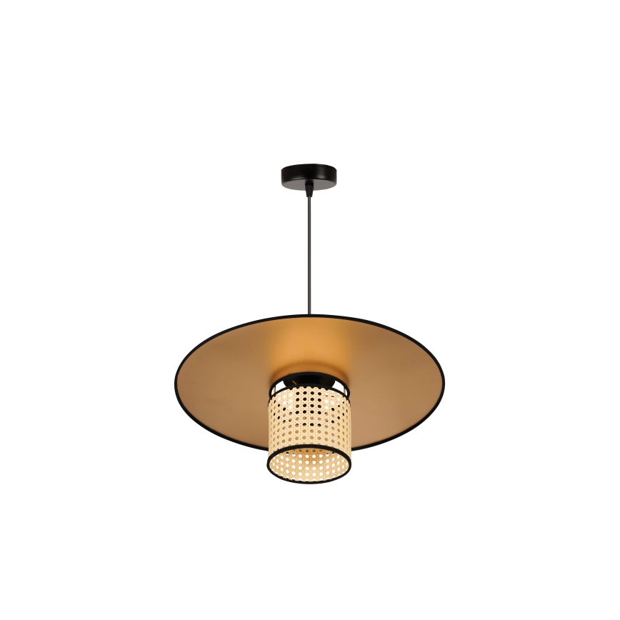 Duolla - Lustr na lanku TOKYO RATTAN 1xE27/15W/230V pr. 50 cm zlatá/ratan