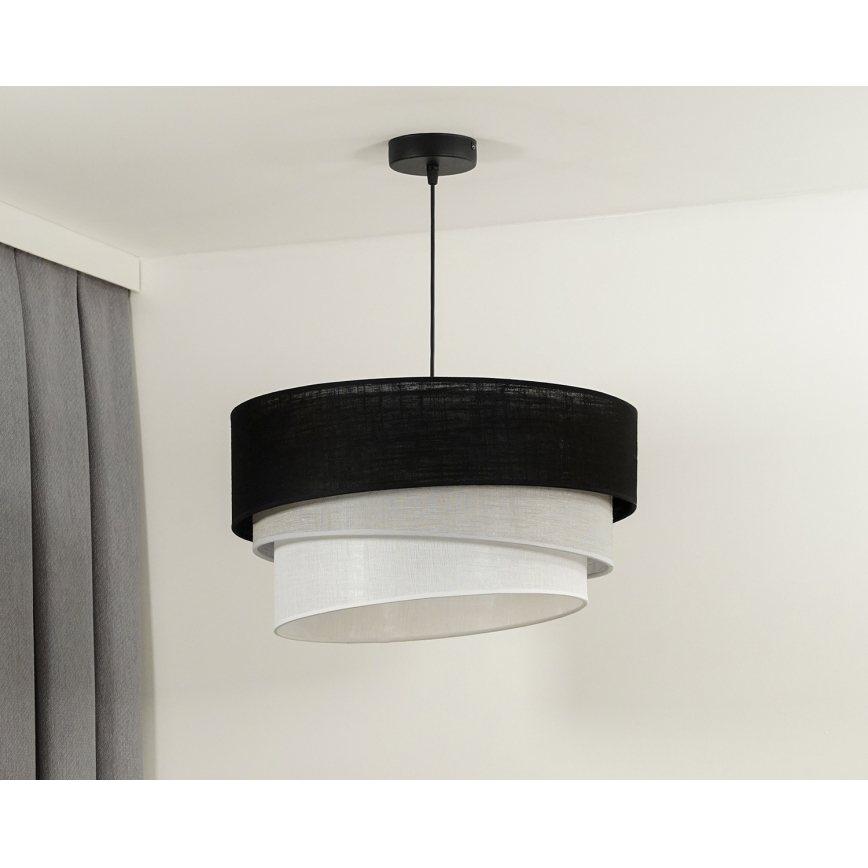 Duolla - Lustr na lanku TRIO 1xE27/15W/230V pr. 45 cm černá/šedá/bílá