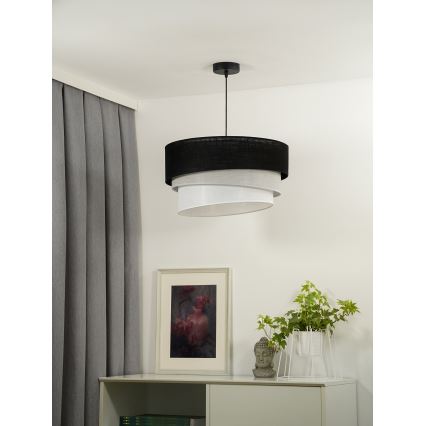 Duolla - Lustr na lanku TRIO 1xE27/15W/230V pr. 45 cm černá/šedá/bílá