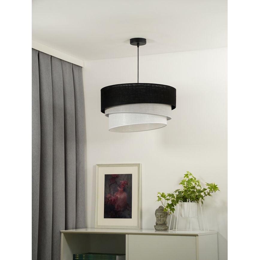 Duolla - Lustr na lanku TRIO 1xE27/15W/230V pr. 45 cm černá/šedá/bílá