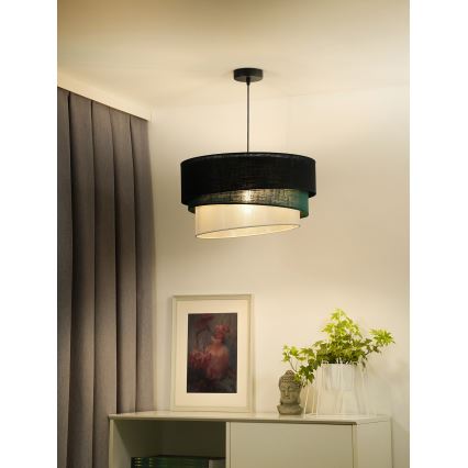 Duolla - Lustr na lanku TRIO 1xE27/15W/230V pr. 45 cm černá/zelená/bílá