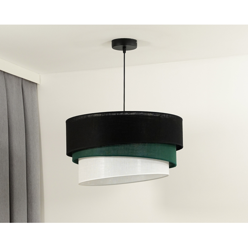 Duolla - Lustr na lanku TRIO 1xE27/15W/230V pr. 45 cm černá/zelená/bílá