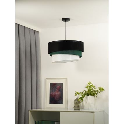 Duolla - Lustr na lanku TRIO 1xE27/15W/230V pr. 45 cm černá/zelená/bílá