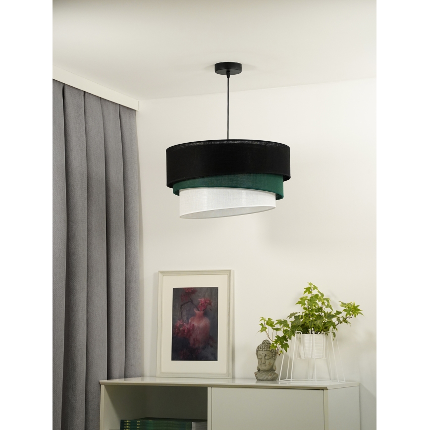 Duolla - Lustr na lanku TRIO 1xE27/15W/230V pr. 45 cm černá/zelená/bílá
