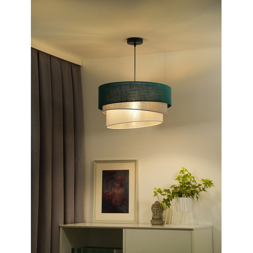 Duolla - Lustr na lanku TRIO 1xE27/15W/230V pr. 45 cm zelená/šedá/bílá
