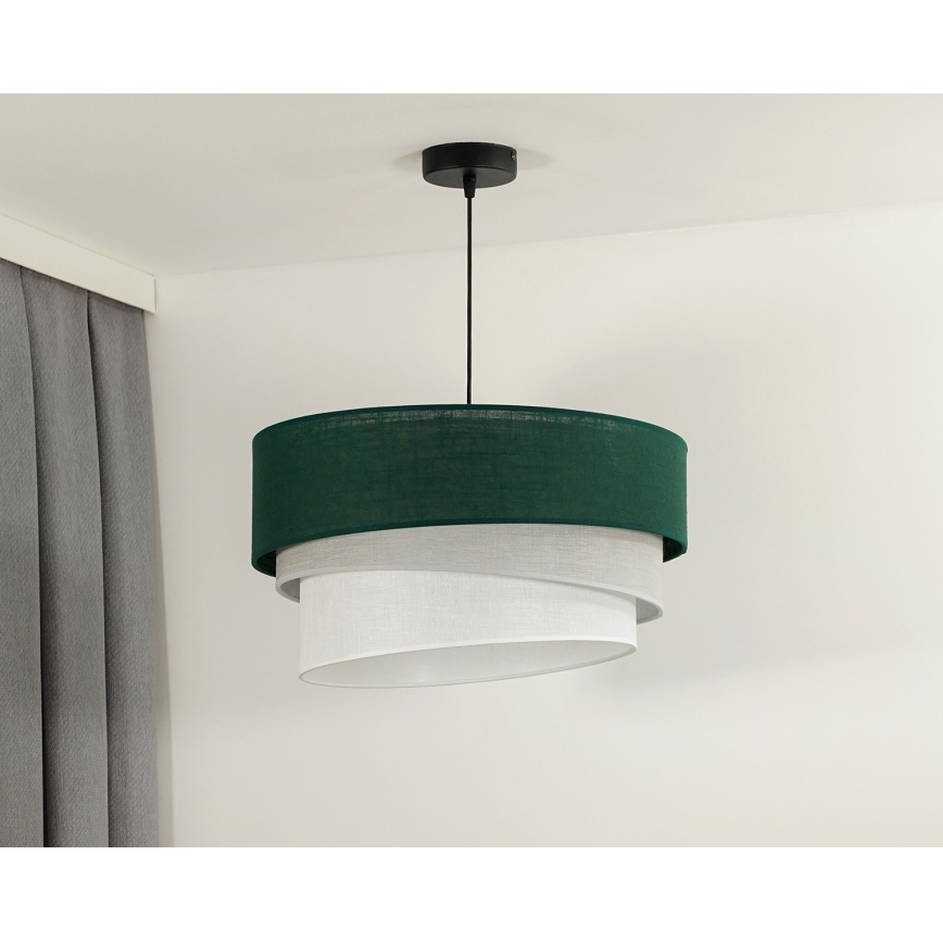 Duolla - Lustr na lanku TRIO 1xE27/15W/230V pr. 45 cm zelená/šedá/bílá