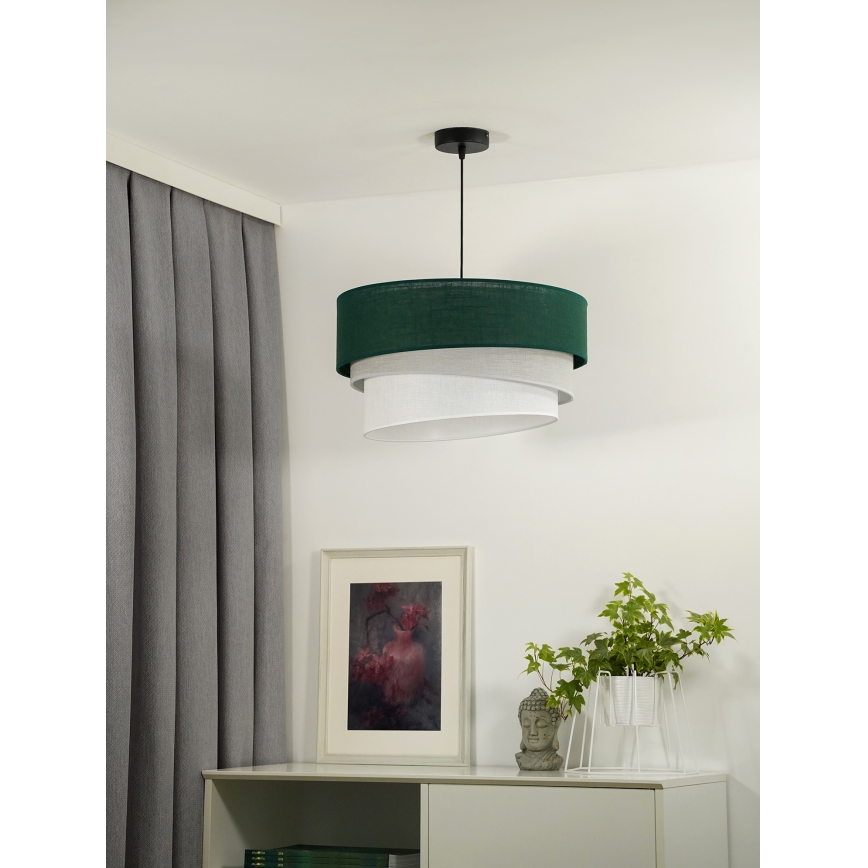Duolla - Lustr na lanku TRIO 1xE27/15W/230V pr. 45 cm zelená/šedá/bílá