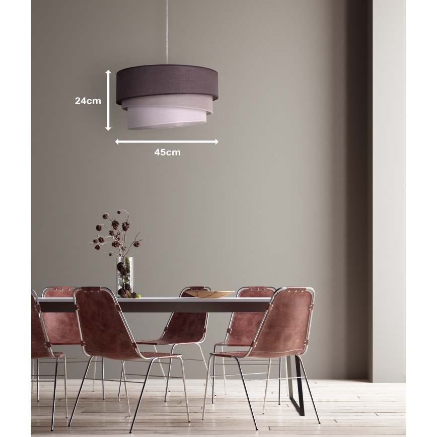 Duolla - Lustr na lanku TRIO 1xE27/40W/230V pr. 45 cm antracit/šedá/bílá