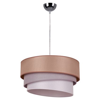 Duolla - Lustr na lanku TRIO 1xE27/40W/230V pr. 45 cm hnědá/šedá/stříbrná