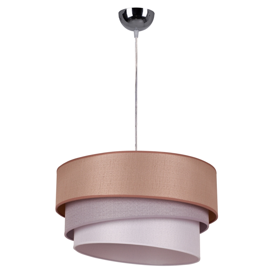 Duolla - Lustr na lanku TRIO 1xE27/40W/230V pr. 45 cm hnědá/šedá/stříbrná
