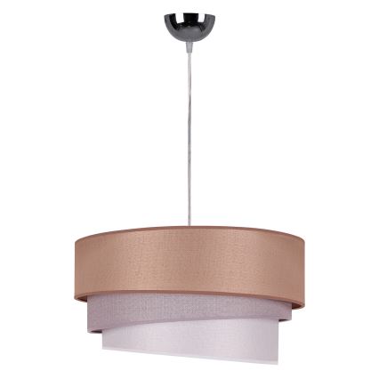 Duolla - Lustr na lanku TRIO 1xE27/40W/230V pr. 45 cm hnědá/šedá/stříbrná
