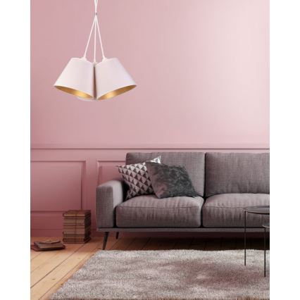Duolla - Lustr na lanku TWIGGY 3xE27/40W/230V pr. 60 cm bílá