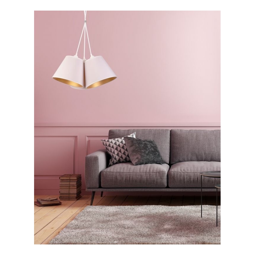 Duolla - Lustr na lanku TWIGGY 3xE27/40W/230V pr. 60 cm bílá