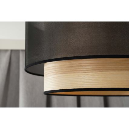 Duolla - Lustr na lanku WOOD BOHO 1xE27/15W/230V pr. 45 cm černá/béžová