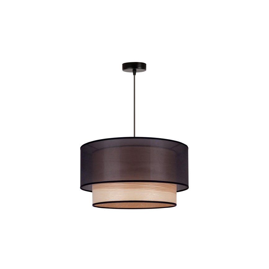 Duolla - Lustr na lanku WOOD BOHO 1xE27/15W/230V pr. 45 cm černá/béžová