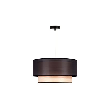 Duolla - Lustr na lanku WOOD BOHO 1xE27/15W/230V pr. 45 cm černá/béžová
