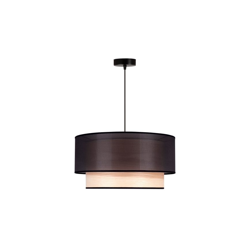 Duolla - Lustr na lanku WOOD BOHO 1xE27/15W/230V pr. 45 cm černá/béžová