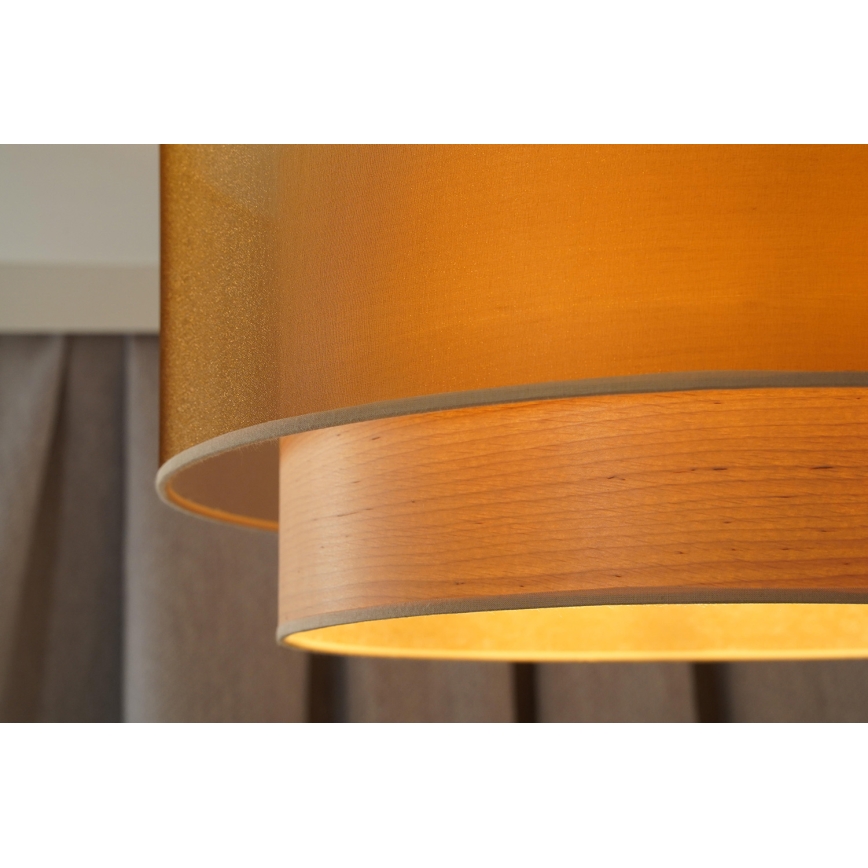 Duolla - Lustr na lanku WOOD BOHO 1xE27/15W/230V pr. 45 cm měděná/béžová