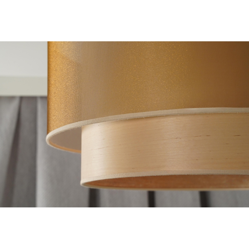 Duolla - Lustr na lanku WOOD BOHO 1xE27/15W/230V pr. 45 cm měděná/béžová