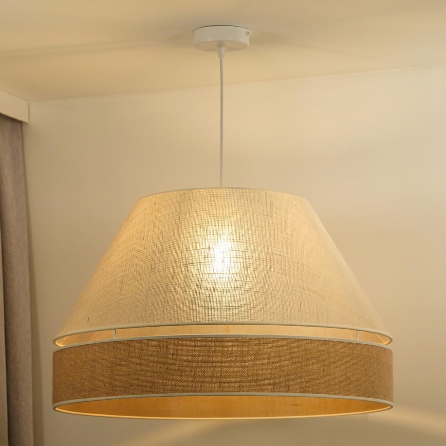 Duolla - Lustr na lanku YUTE AVIGNON 1xE27/15W/230V pr. 60 cm krémová/béžová