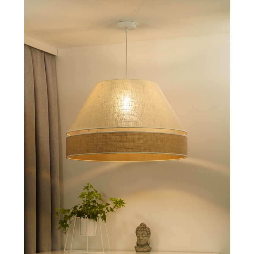 Duolla - Lustr na lanku YUTE AVIGNON 1xE27/15W/230V pr. 60 cm krémová/béžová