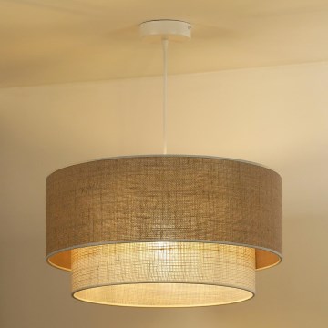 Duolla - Lustr na lanku YUTE BOHO 1xE27/15W/230V pr. 45 cm hnědá/krémová