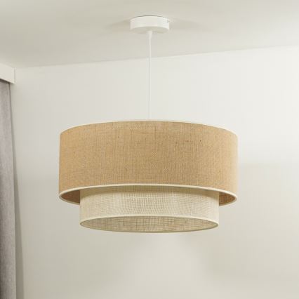 Duolla - Lustr na lanku YUTE BOHO 1xE27/15W/230V pr. 45 cm hnědá/krémová