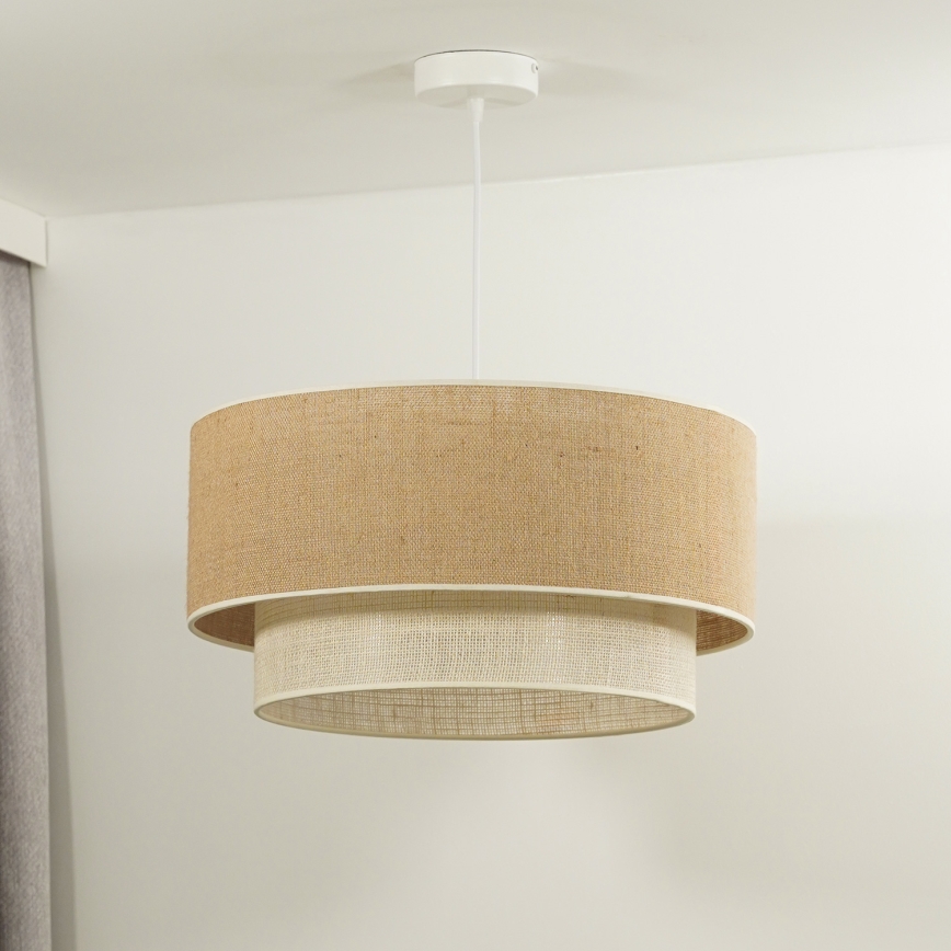 Duolla - Lustr na lanku YUTE BOHO 1xE27/15W/230V pr. 45 cm hnědá/krémová