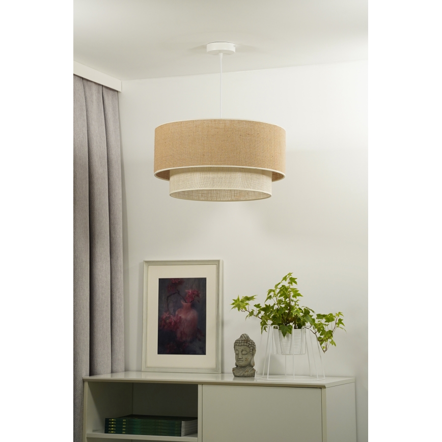 Duolla - Lustr na lanku YUTE BOHO 1xE27/15W/230V pr. 45 cm hnědá/krémová