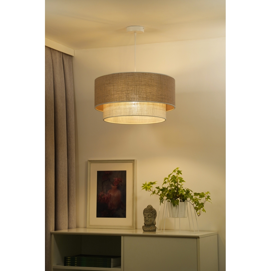 Duolla - Lustr na lanku YUTE BOHO 3xE27/15W/230V pr. 60 cm hnědá/krémová
