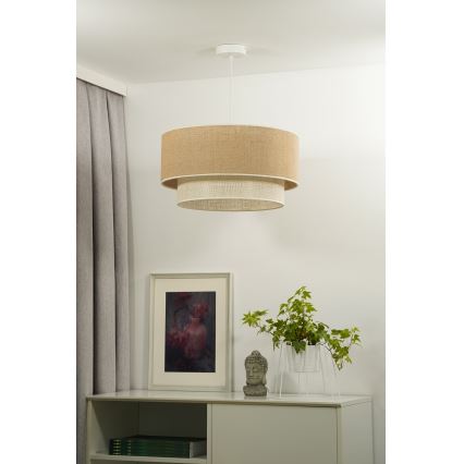 Duolla - Lustr na lanku YUTE BOHO 3xE27/15W/230V pr. 60 cm hnědá/krémová