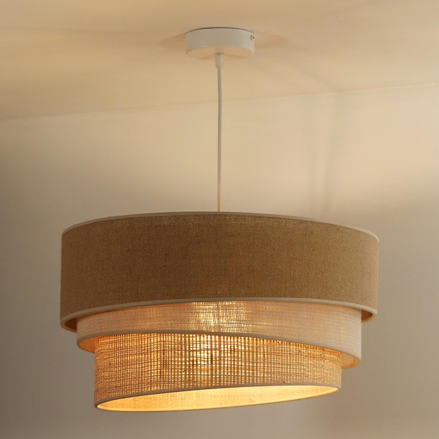 Duolla - Lustr na lanku YUTE TRIO 1xE27/15W/230V pr. 45 cm hnědá/šedá/béžová