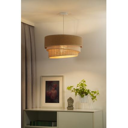Duolla - Lustr na lanku YUTE TRIO 1xE27/15W/230V pr. 45 cm hnědá/šedá/béžová