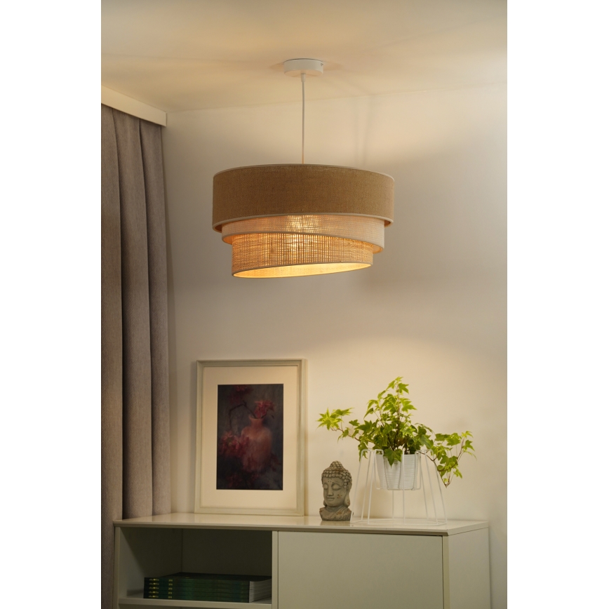 Duolla - Lustr na lanku YUTE TRIO 1xE27/15W/230V pr. 45 cm hnědá/šedá/béžová