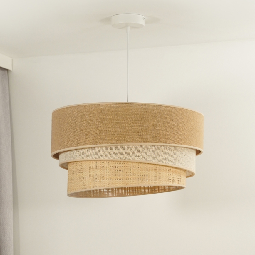 Duolla - Lustr na lanku YUTE TRIO 1xE27/15W/230V pr. 45 cm hnědá/šedá/béžová