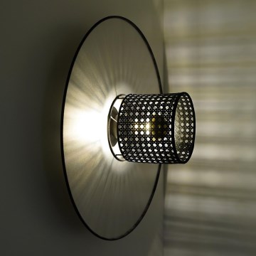 Duolla - Nástěnné svítidlo TOKYO RATTAN 1xE27/15W/230V pr. 50 cm stříbrná/černá