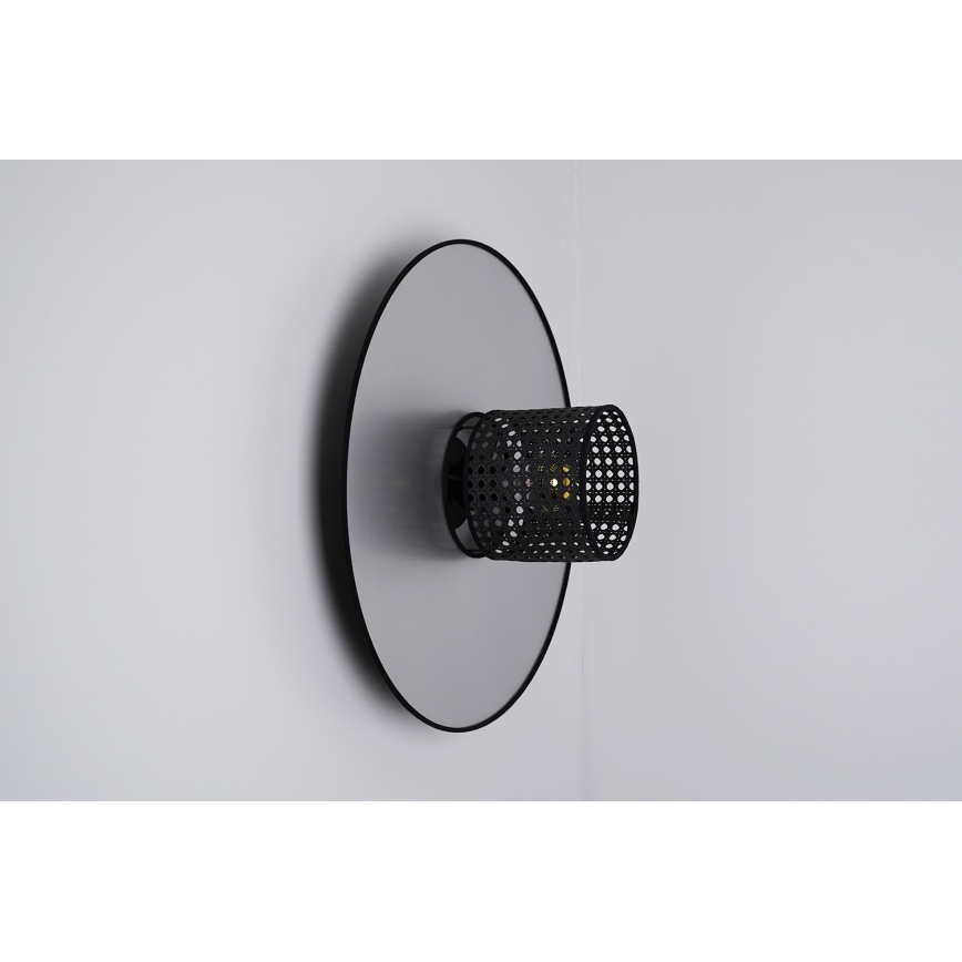 Duolla - Nástěnné svítidlo TOKYO RATTAN 1xE27/15W/230V pr. 50 cm stříbrná/černá