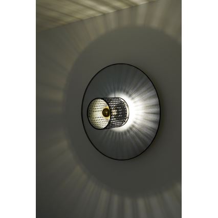 Duolla - Nástěnné svítidlo TOKYO RATTAN 1xE27/15W/230V pr. 50 cm stříbrná/černá