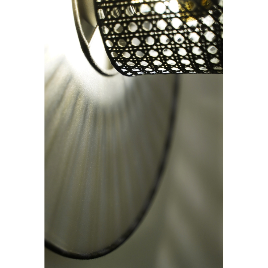 Duolla - Nástěnné svítidlo TOKYO RATTAN 1xE27/15W/230V pr. 50 cm stříbrná/černá