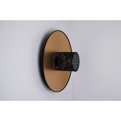Duolla - Nástěnné svítidlo TOKYO RATTAN 1xE27/15W/230V pr. 50 cm zlatá/černá