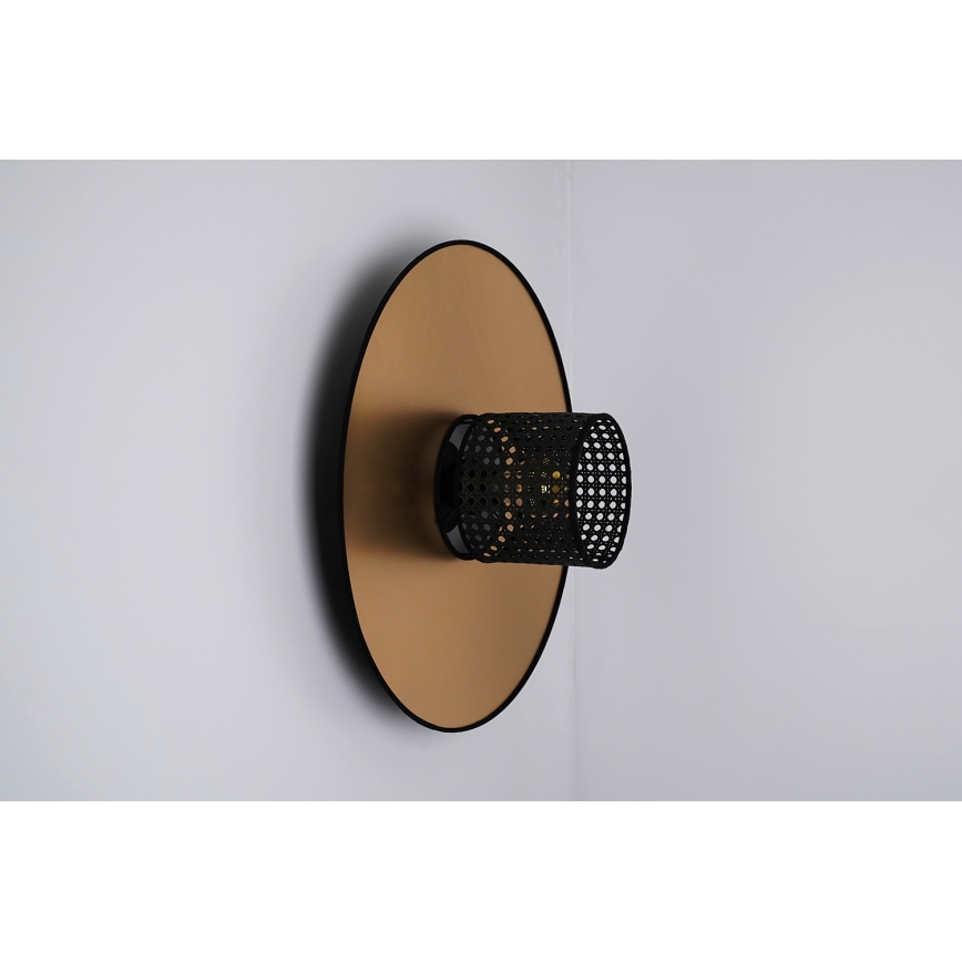 Duolla - Nástěnné svítidlo TOKYO RATTAN 1xE27/15W/230V pr. 50 cm zlatá/černá