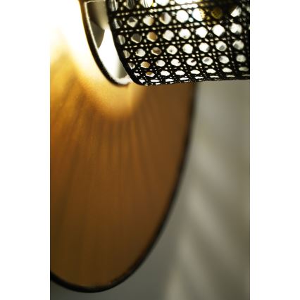 Duolla - Nástěnné svítidlo TOKYO RATTAN 1xE27/15W/230V pr. 50 cm zlatá/černá