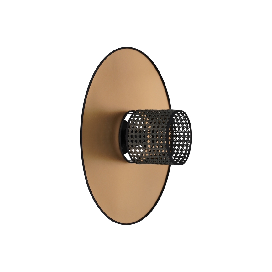 Duolla - Nástěnné svítidlo TOKYO RATTAN 1xE27/15W/230V pr. 50 cm zlatá/černá