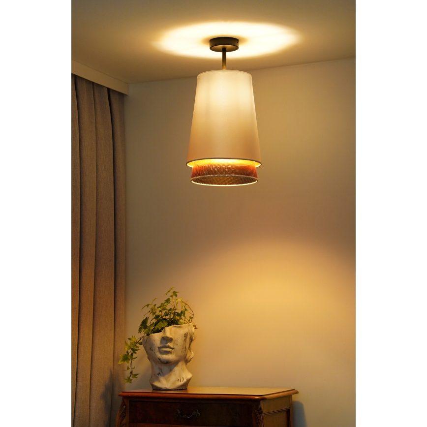 Duolla - Přisazený lustr BELL SHINY 1xE27/15W/230V pr. 25 cm bílá/měděná