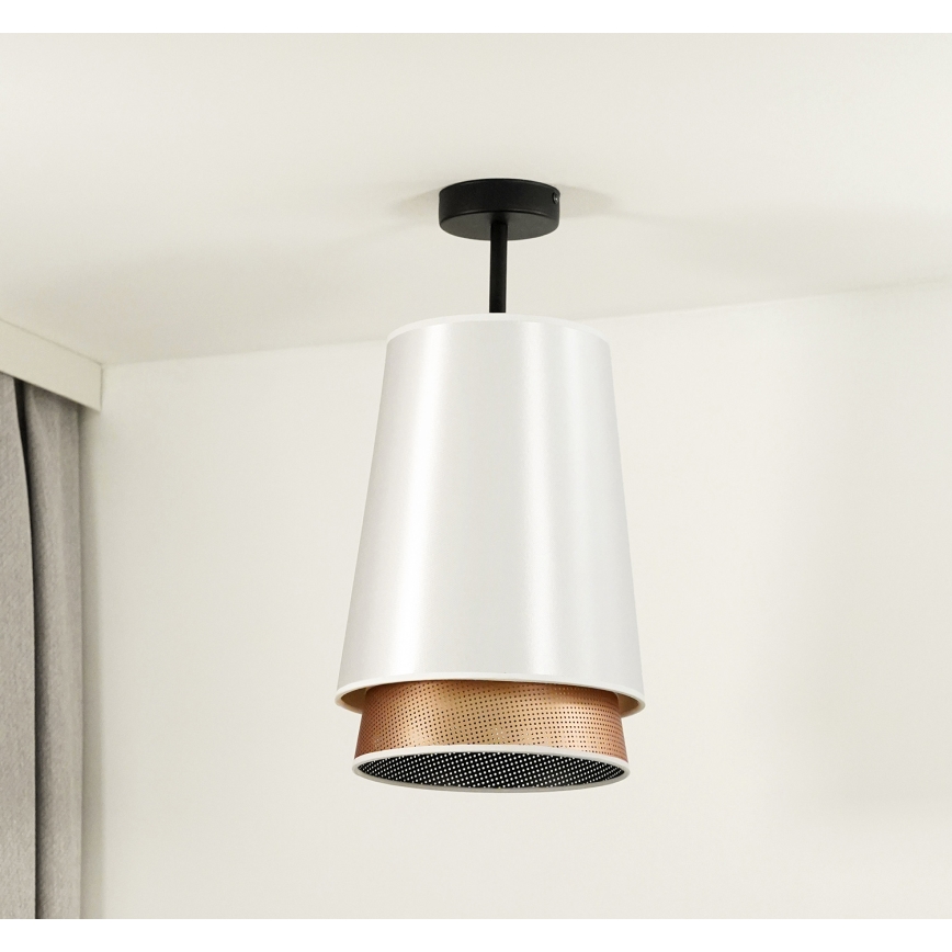 Duolla - Přisazený lustr BELL SHINY 1xE27/15W/230V pr. 25 cm bílá/měděná