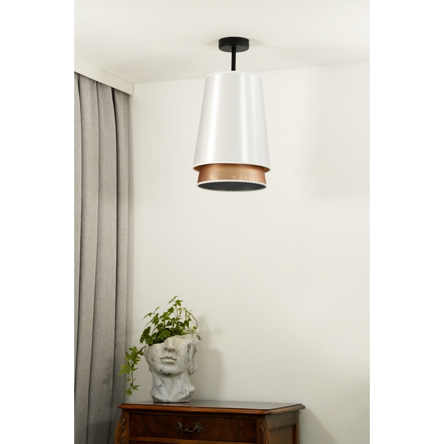 Duolla - Přisazený lustr BELL SHINY 1xE27/15W/230V pr. 25 cm bílá/měděná