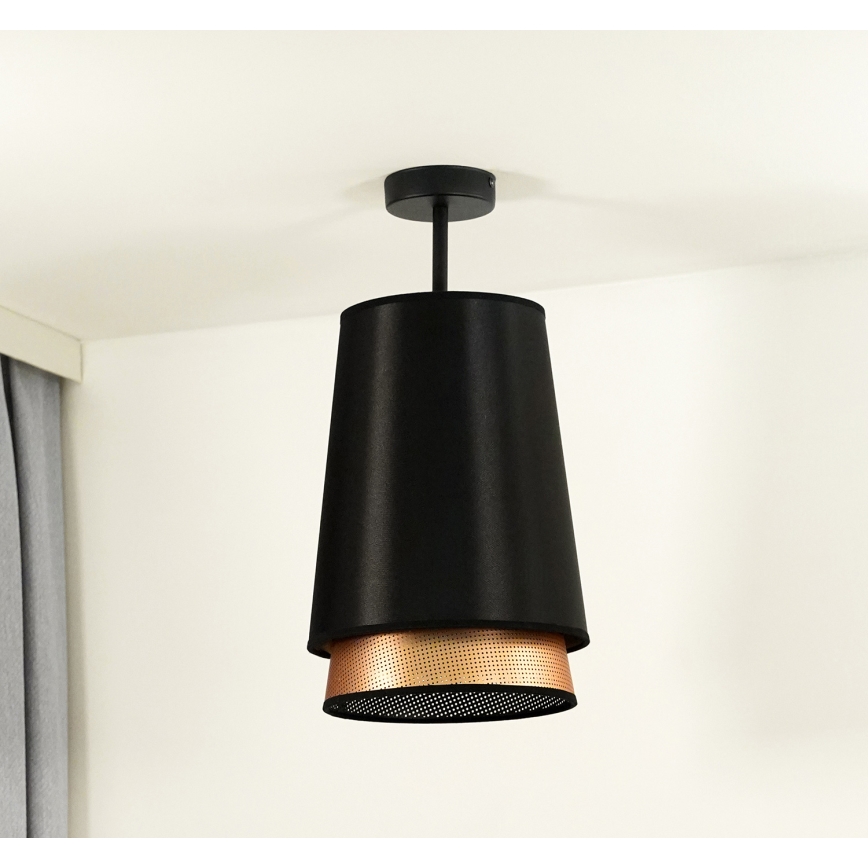 Duolla - Přisazený lustr BELL SHINY 1xE27/15W/230V pr. 25 cm černá/měděná
