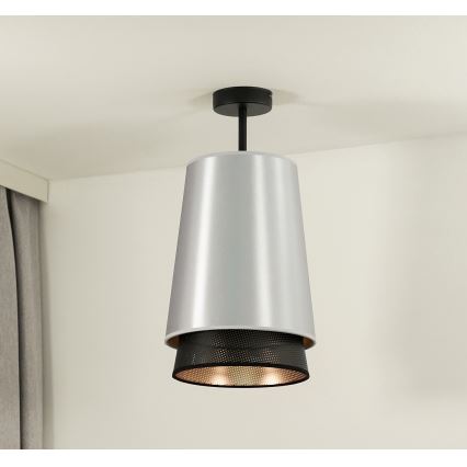 Duolla - Přisazený lustr BELL SHINY 1xE27/15W/230V pr. 25 cm stříbrná/černá