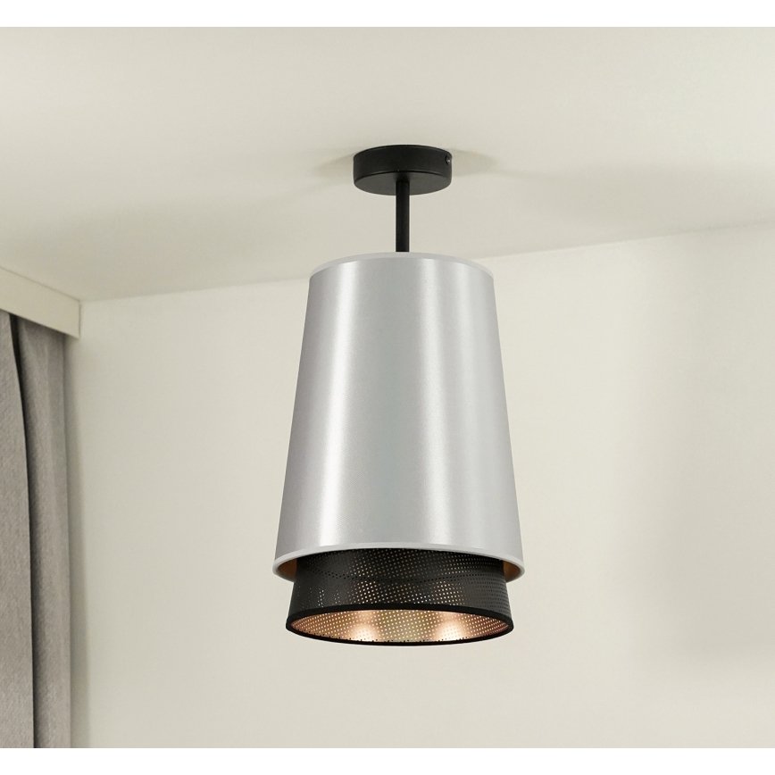 Duolla - Přisazený lustr BELL SHINY 1xE27/15W/230V pr. 25 cm stříbrná/černá